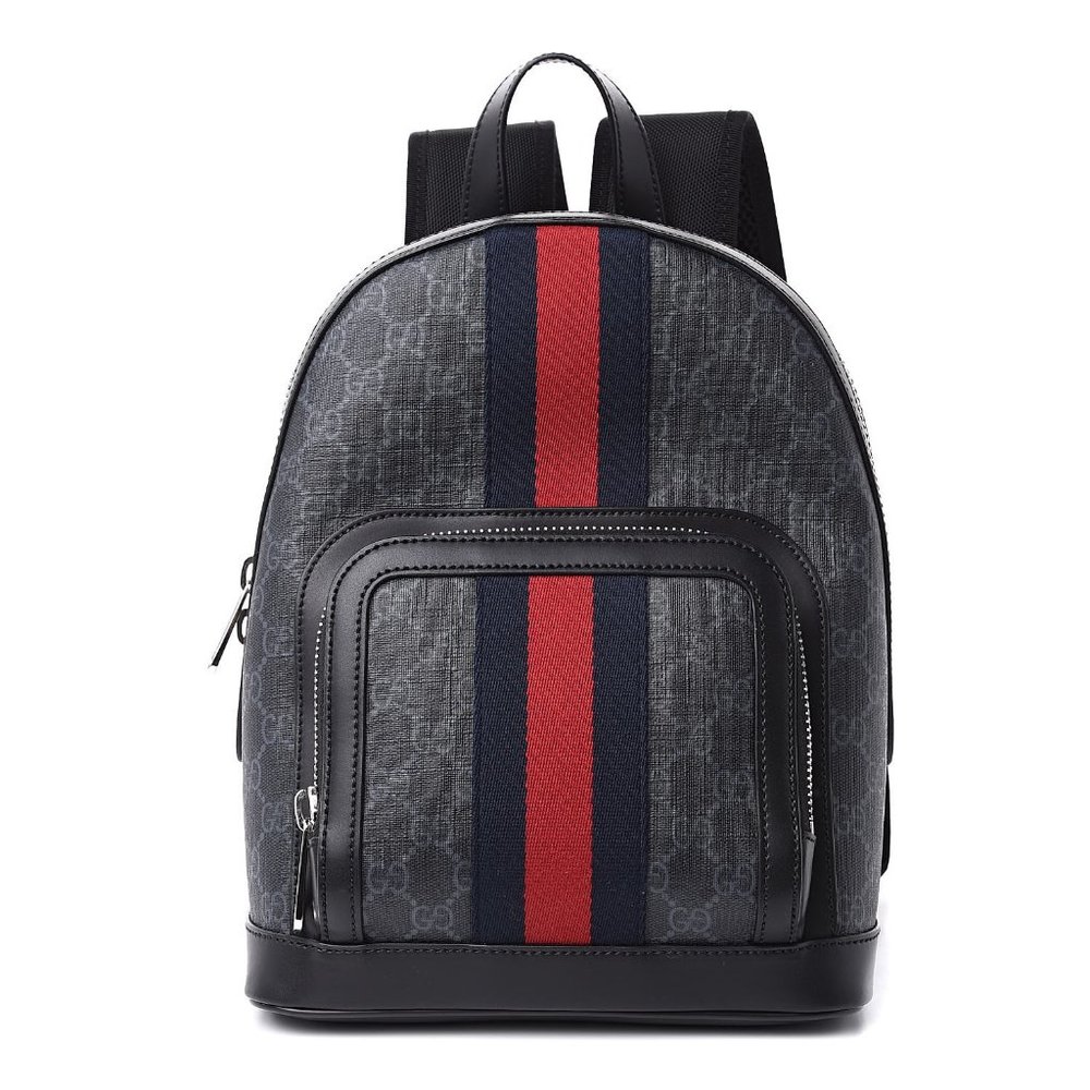 Gucci GG Supreme Monogram Web Small Backpack in Black NEW IN DUSTBAG